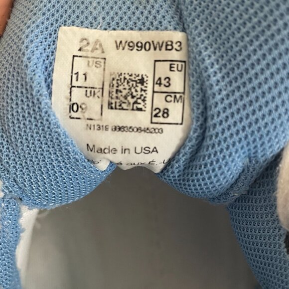 New balance 990 Made in USA white and blue - Size 11 womens 2A - Picture 7 of 7